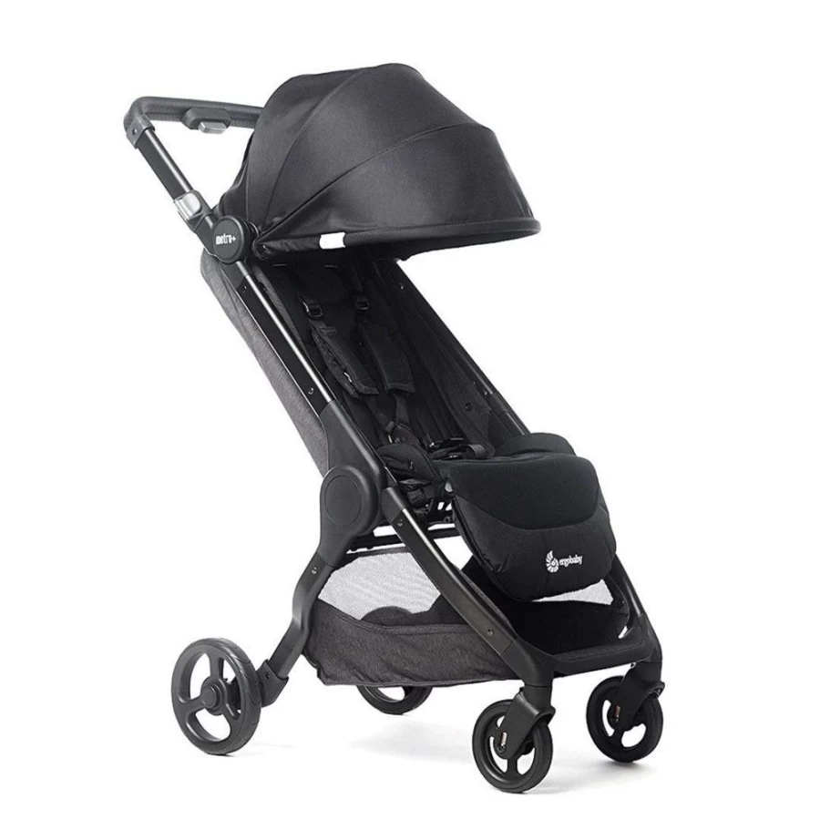 ERGObaby Metro+ Compact Black Stroller - Lightweight Urban Baby Stroller for City Travel