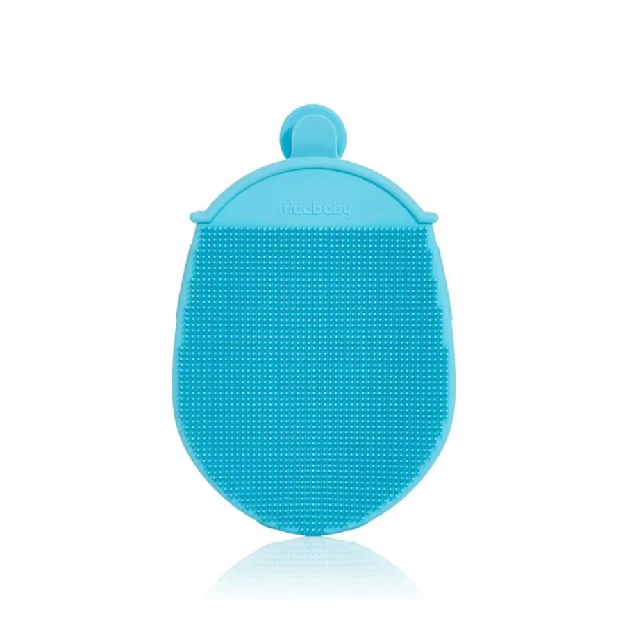 Frida Baby 2-in-1 Derma Bath Mitt for Sensitive Skin - Soft Blue Washcloth for Newborns & Infants