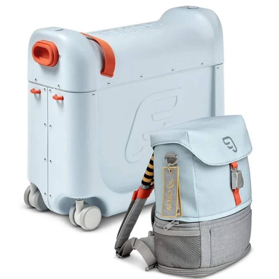 Stokke Jetkids Bedbox – Portable Kids Travel Bed with Free Crew Backpack for Airplane and Car Rides