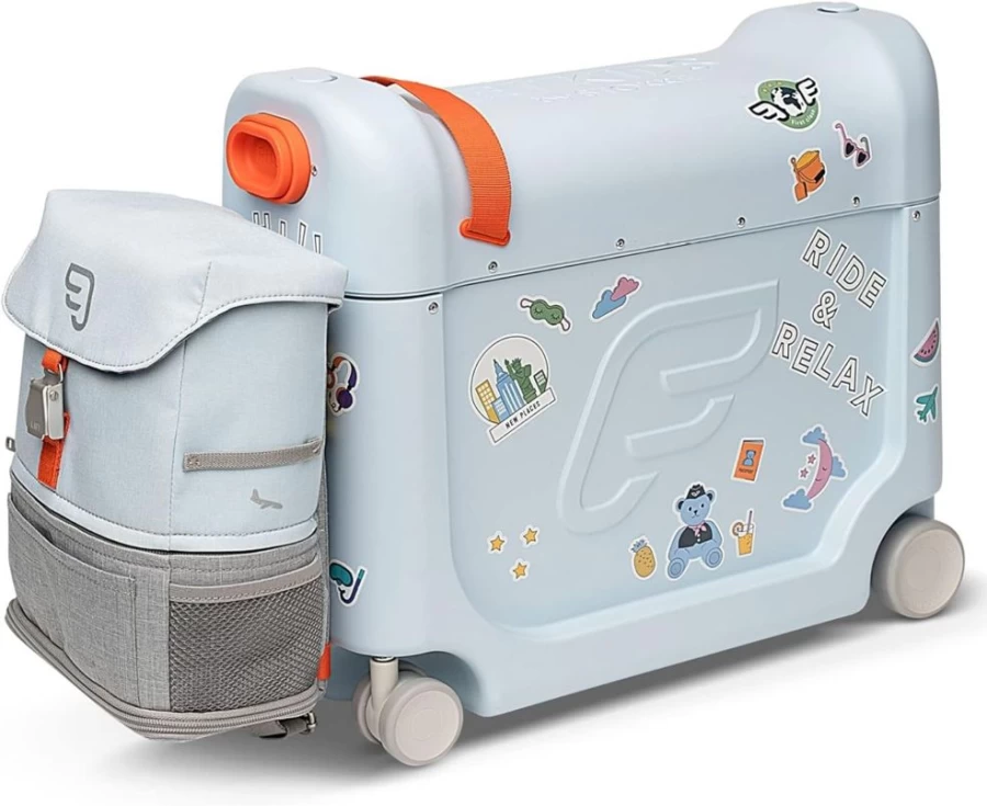Stokke Jetkids Bedbox – Portable Kids Travel Bed with Free Crew Backpack for Airplane and Car Rides