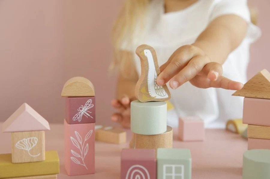 Little Dutch Pink Building Blocks for Kids - Creative Educational Toys
