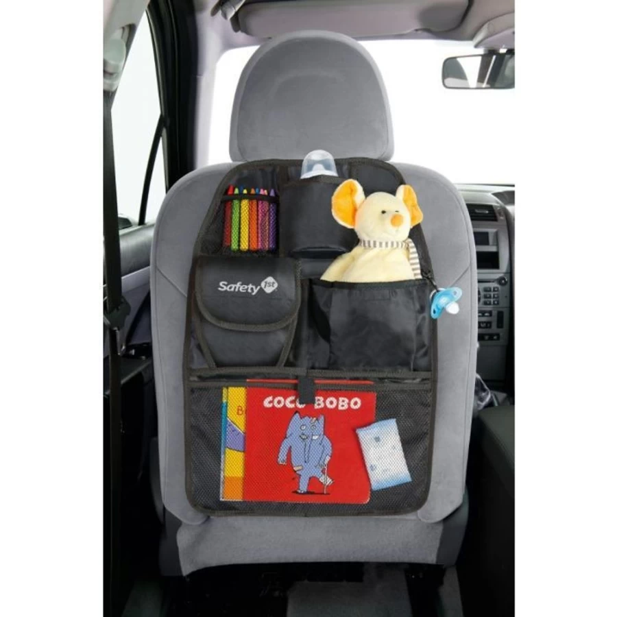 Safety 1st Car Back Seat Organizer for Storage - Black Mesh Pocket Car Organizer for Kids Toys, Snacks & Essentials
