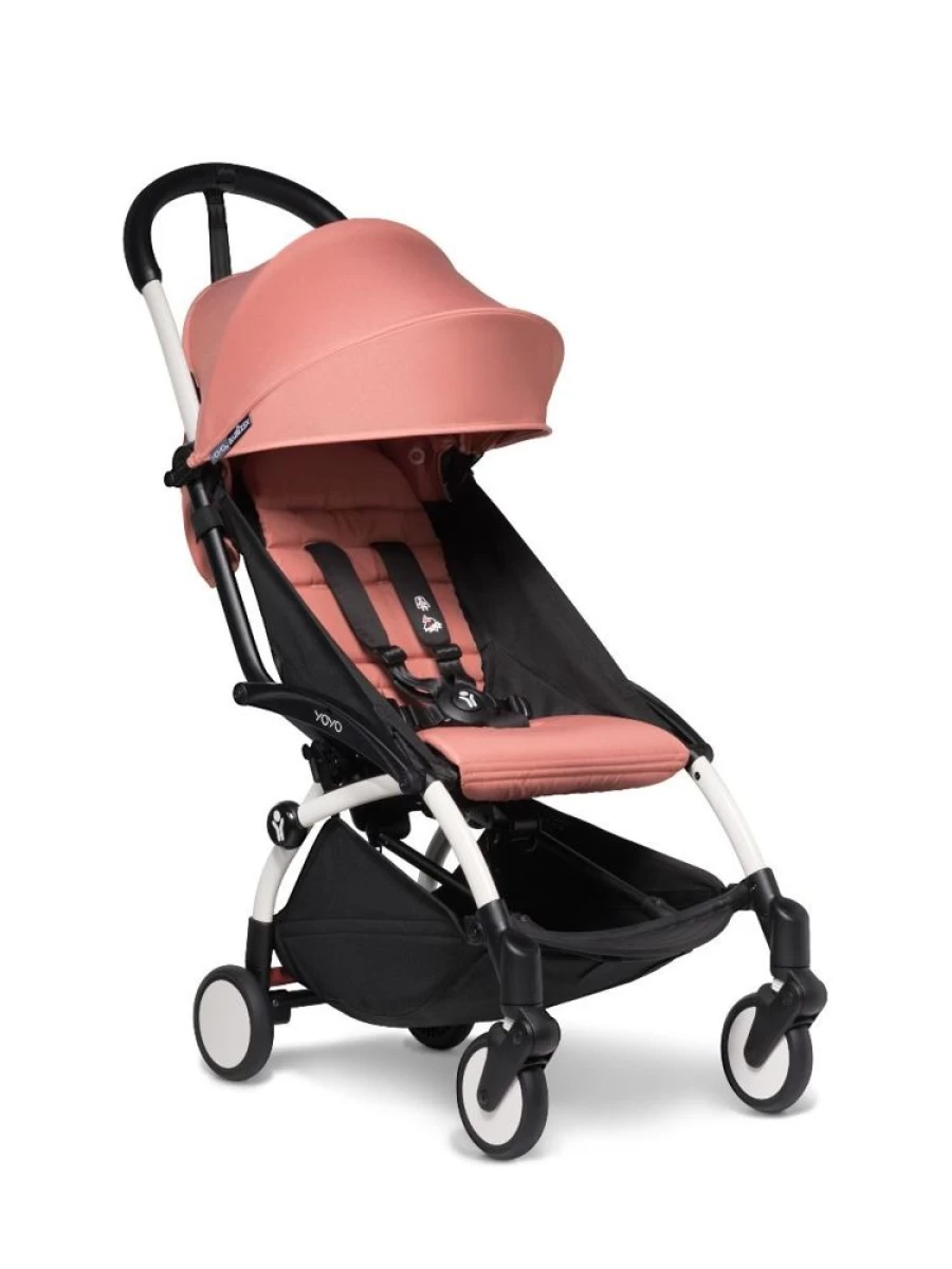 BABYZEN YOYO2 Lightweight Travel Stroller for Infants 6 Months and Up - White & Ginger Compact Fold Baby Stroller