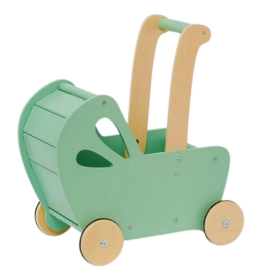 Moover Essential Green Flat Fold Stroller - Compact Travel Pram for Easy Storage