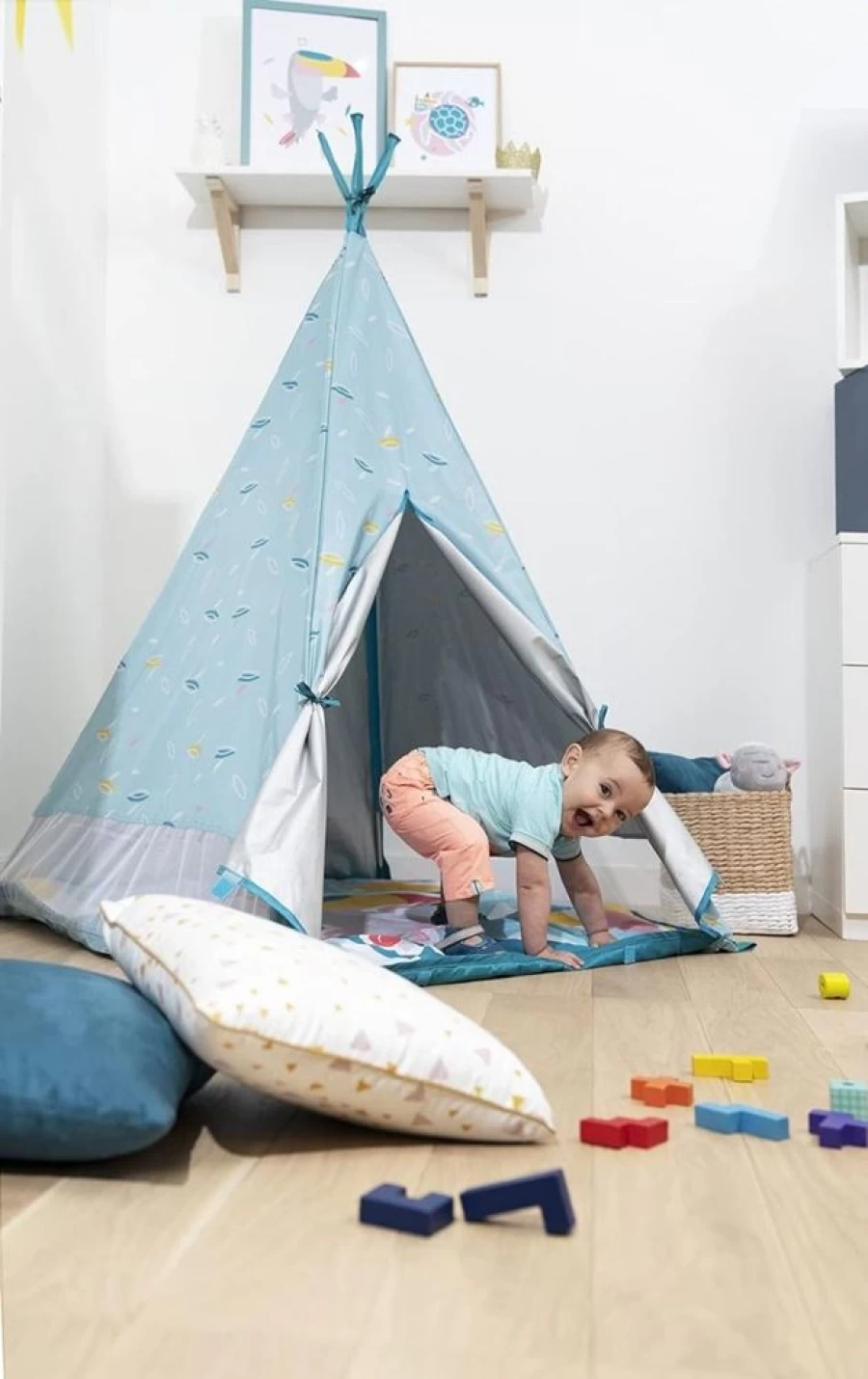 Babymoov UV-Protective Play Teepee Tent for Indoor & Outdoor Kids Playhouse - Jungle Adventure Design