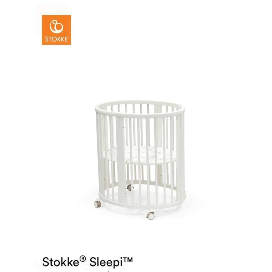 Stokke Sleepi Mini V3 White Baby Crib - Compact & Convertible Nursery Bed