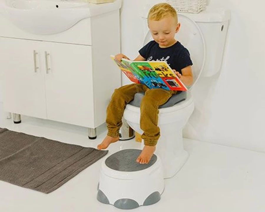 Bumbo Toilet Trainer Seat for Toddlers - Cool Grey, Potty Training Chair with Comfortable Design, Easy to Clean, Non-Slip Base