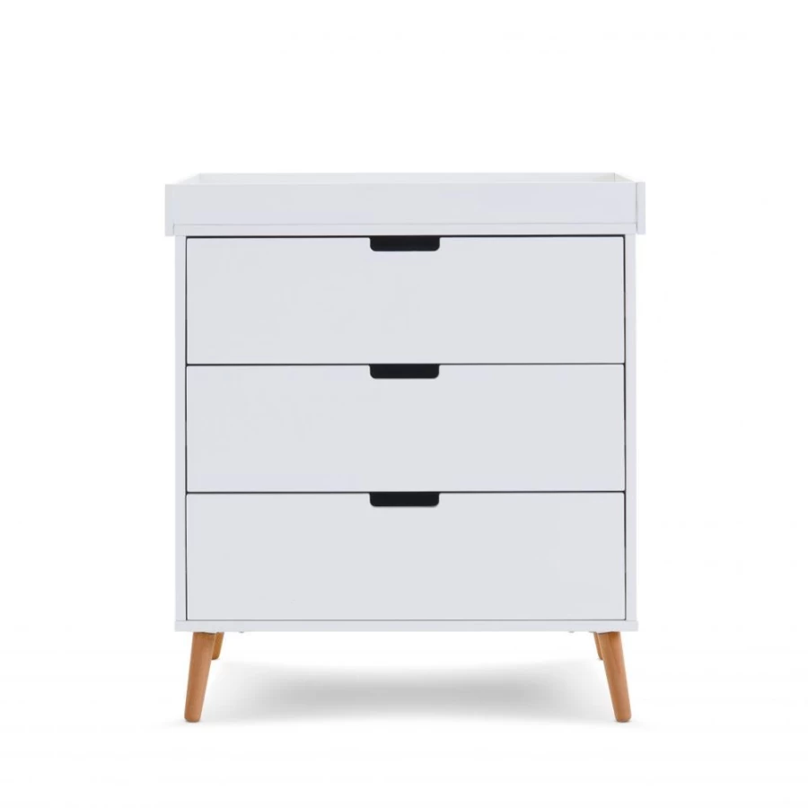 Obaby Maya White and Natural Wooden Baby Dresser with Changer