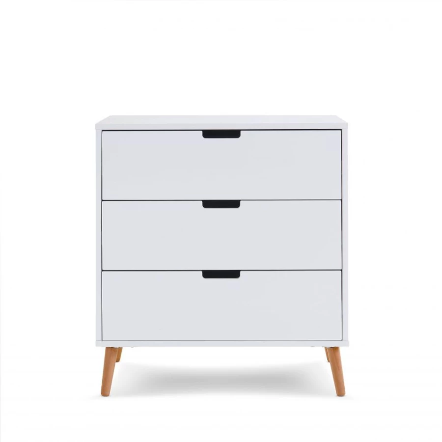 Obaby Maya White and Natural Wooden Baby Dresser with Changer