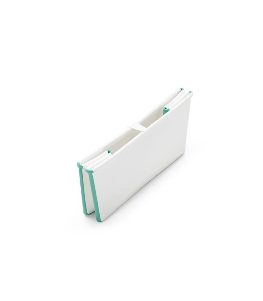 Stokke Flexi Bath Foldable Baby Bathtub Bundle - White Aqua for Nursery