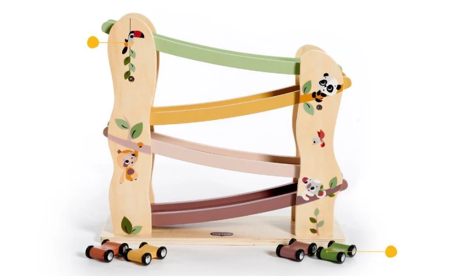 Tiny Love Boho Chic Wooden Car Toy - Handmade Wooden Vehicle Slider for Kids, Natural Wood Baby Toy, Eco-Friendly Toddler Push Toy