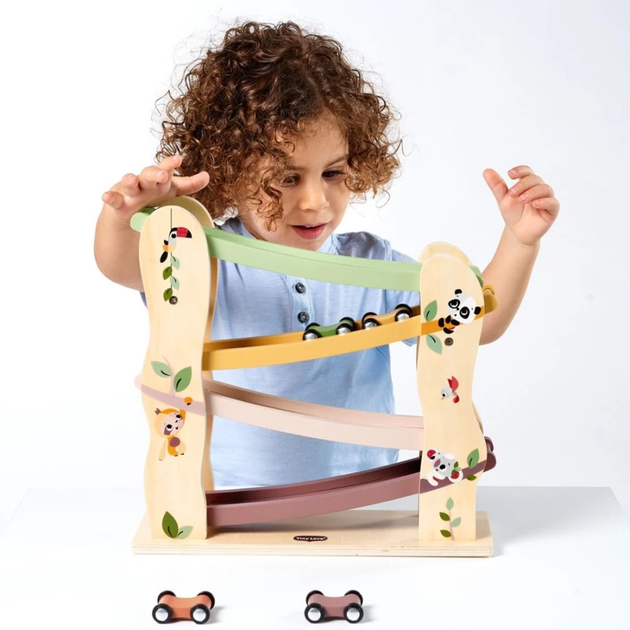 Tiny Love Boho Chic Wooden Car Toy - Handmade Wooden Vehicle Slider for Kids, Natural Wood Baby Toy, Eco-Friendly Toddler Push Toy