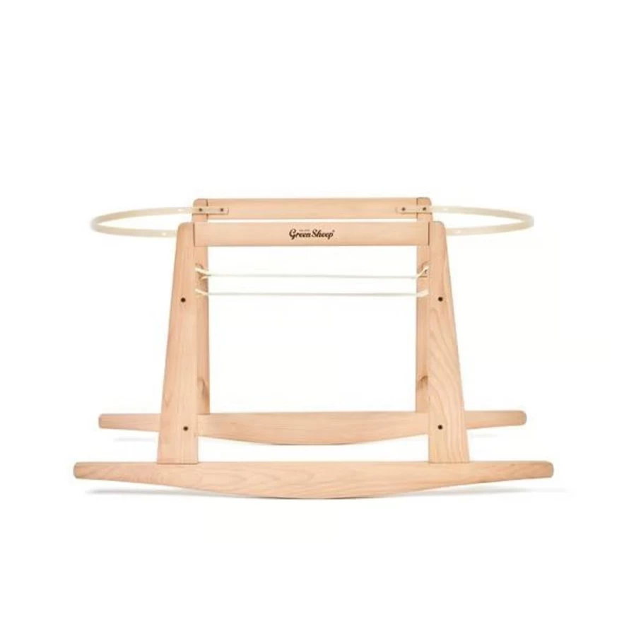 Little Green Sheep Natural Knitted Moses Basket Set with Mattress & Rocking Stand - Terracotta Rice Color