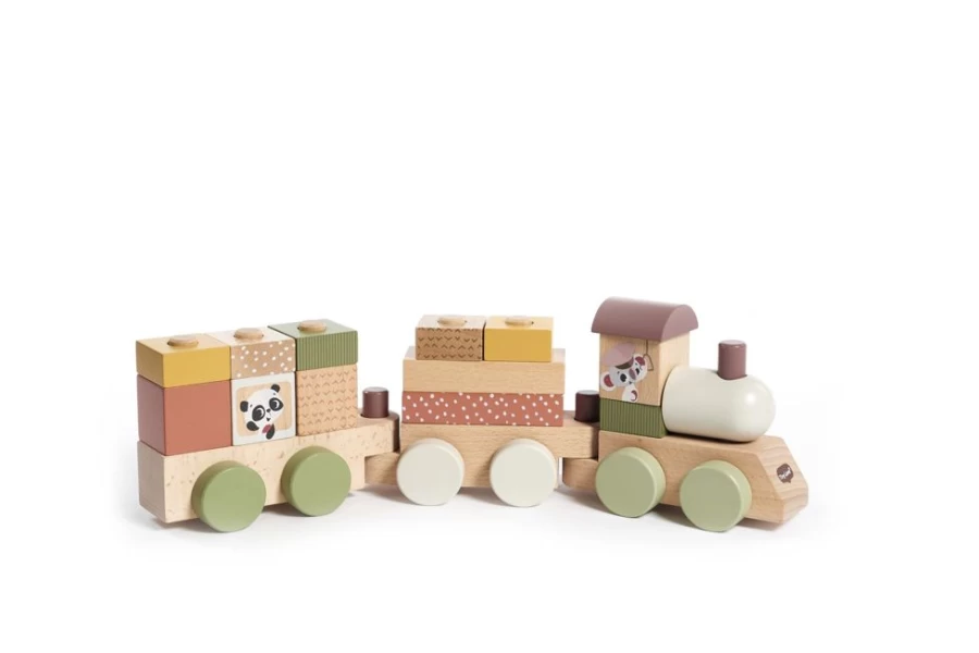 Tiny Love Boho Chic Wooden Stacking Train Toy for Kids - Eco-Friendly Educational Play