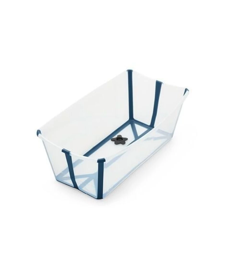 Stokke Flexi Bath Foldable Baby Bathtub - Transparent Blue for Newborns & Toddlers