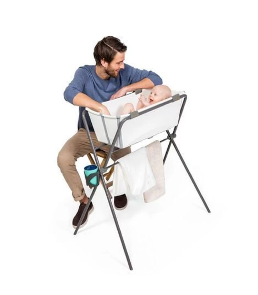 Stokke Flexi Bath Foldable Baby Bathtub - Transparent Blue for Newborns & Toddlers