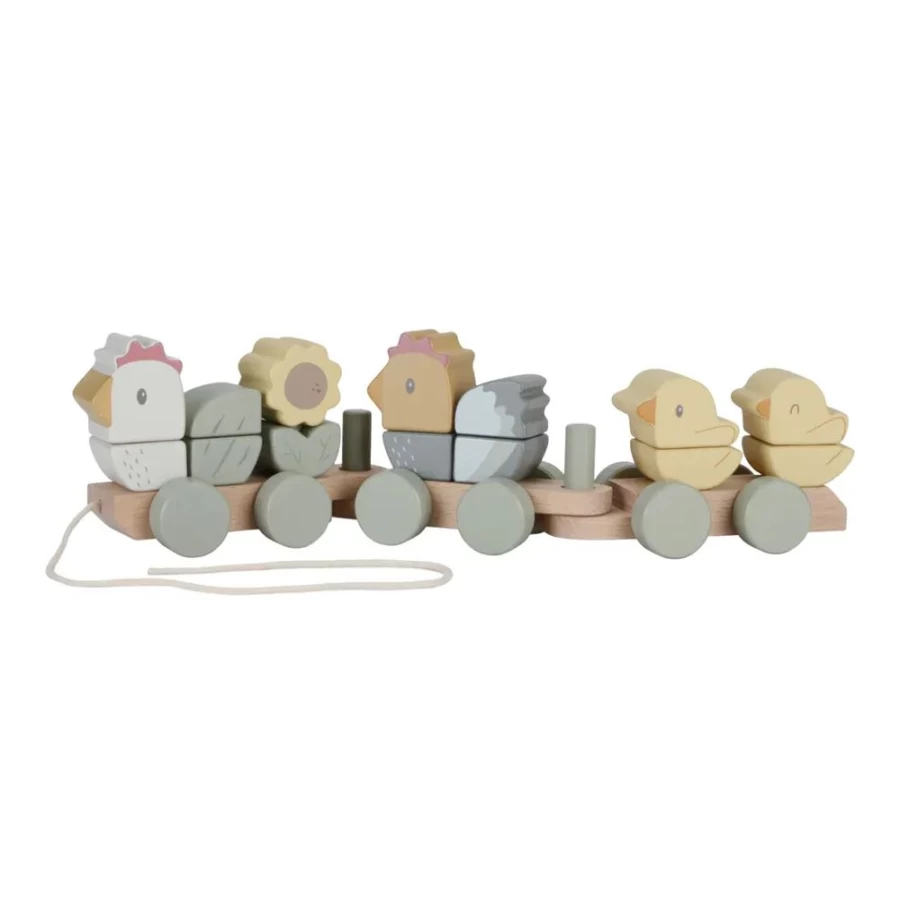 Little Dutch Wooden Stacking Train Toy - Chicken Design for Toddlers