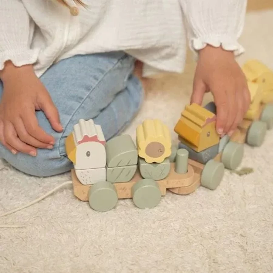 Little Dutch Wooden Stacking Train Toy - Chicken Design for Toddlers