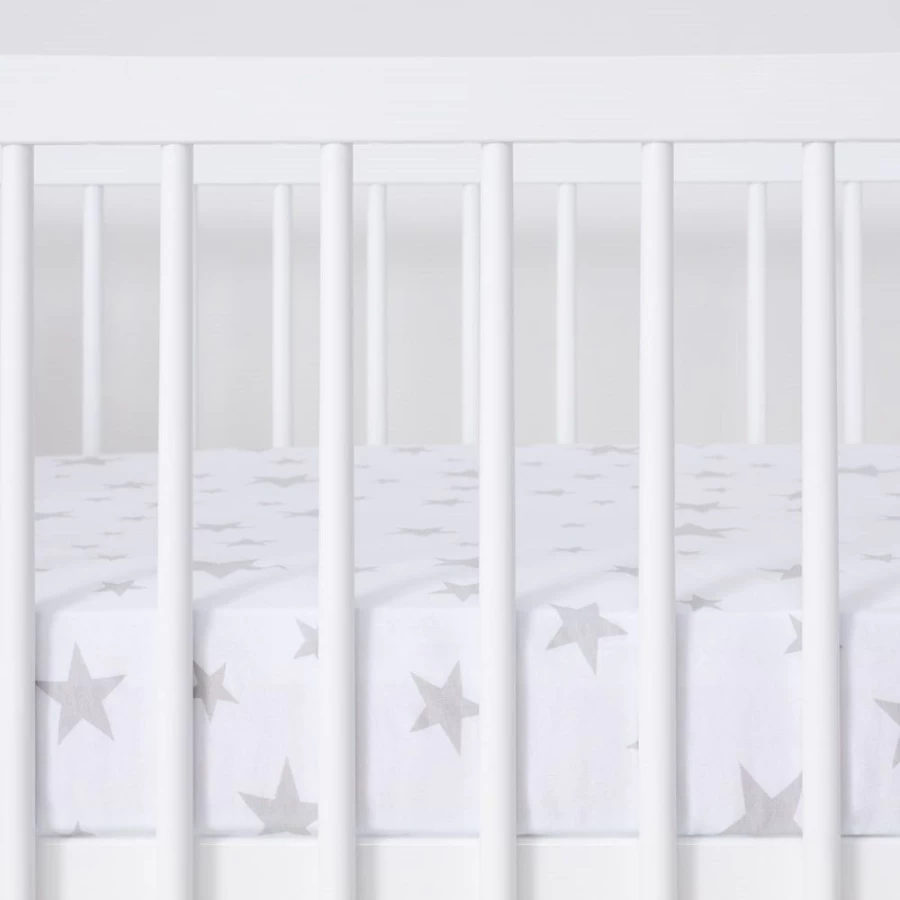 Snuz 2-Pack Cotton Cotbed Sheets with Star Design for Baby Cribs