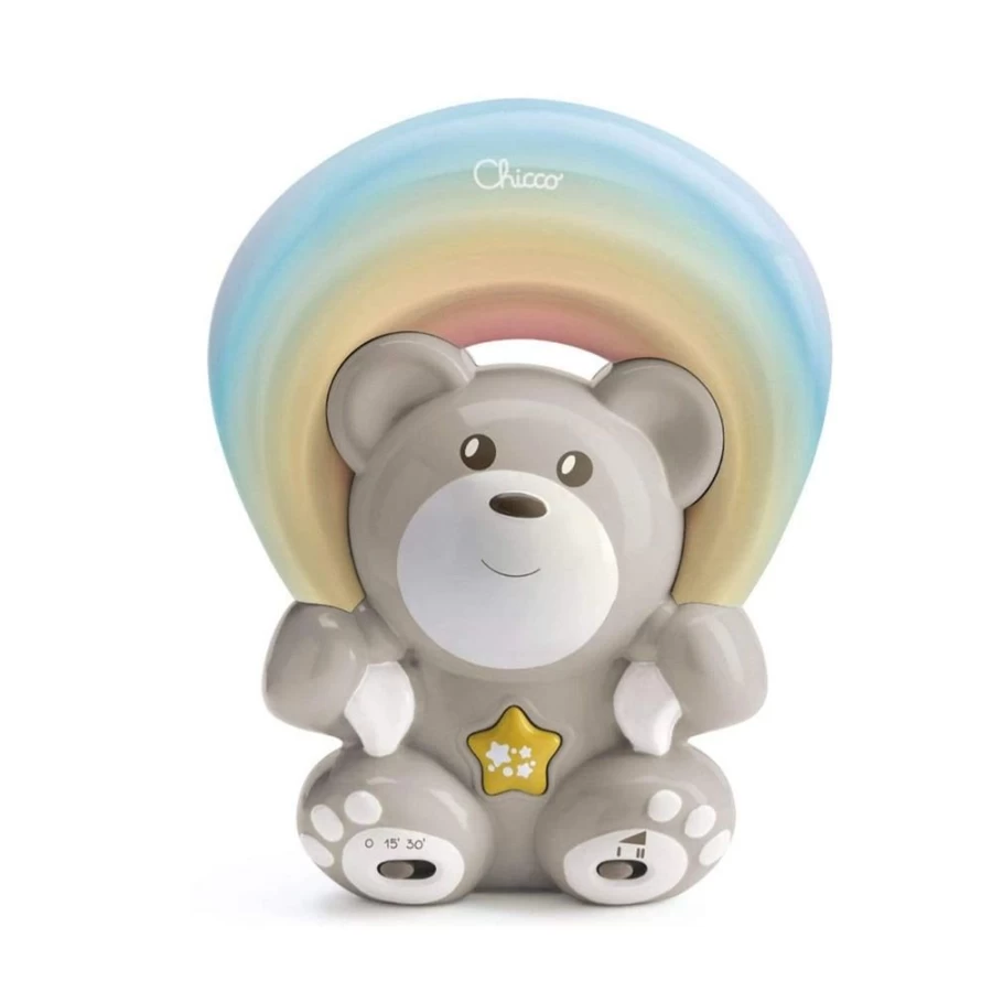 Chicco Rainbow Bear Night Light Projector - Neutral Nursery Decor, Soothing Baby Sleep Aid with Soft Lighting