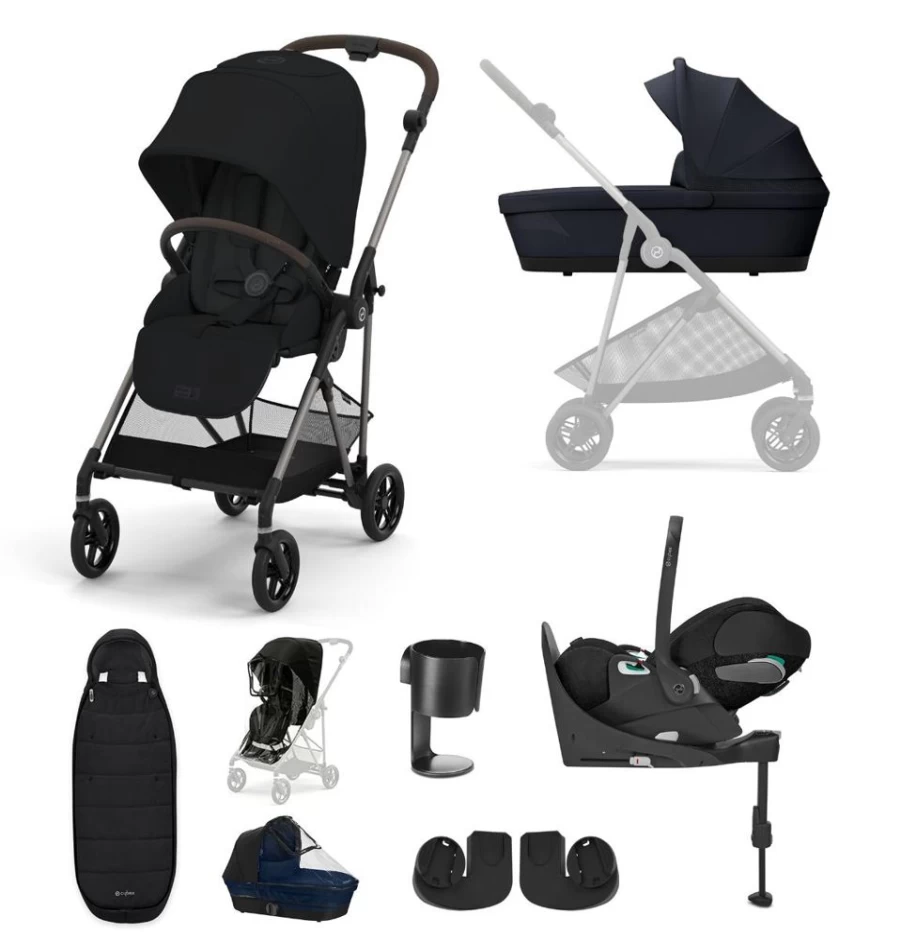 Cybex Melio Complete Travel Bundle with Cloud T Car Seat & Base – Lightweight Stroller and Infant Car Seat Set