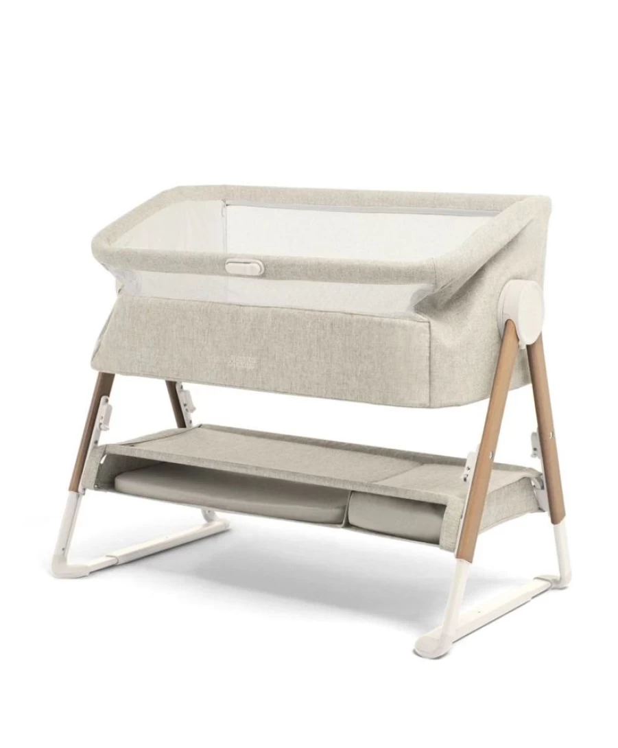 Mamas & Papas Lua Portable Bedside Crib for Babies - Lightweight Fawn Design with Adjustable Height