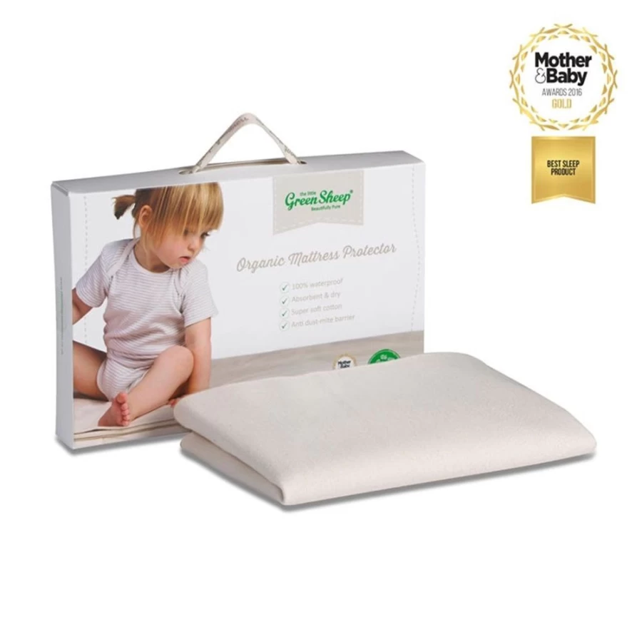 Organic Crib Mattress Protector for Co Sleeper – Large Size by The Little Green Sheep