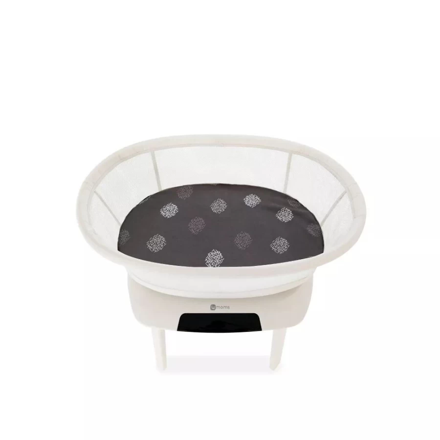 4Moms MamaRoo Baby Bassinet with Grey Sheet – Automatic Rocking Motion for Newborns