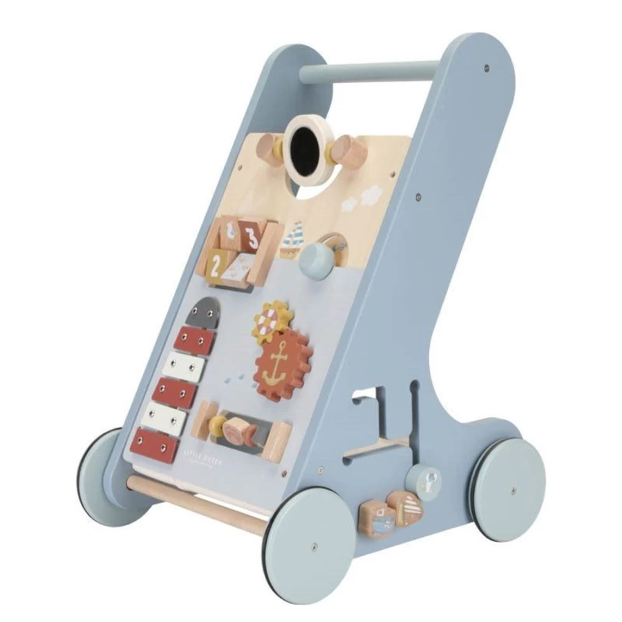 Little Dutch Multi-Activity Baby Walker - Interactive Learning Toy with Music & Lights, Adjustable Height, Safe for Toddlers, Sailors Bay Design