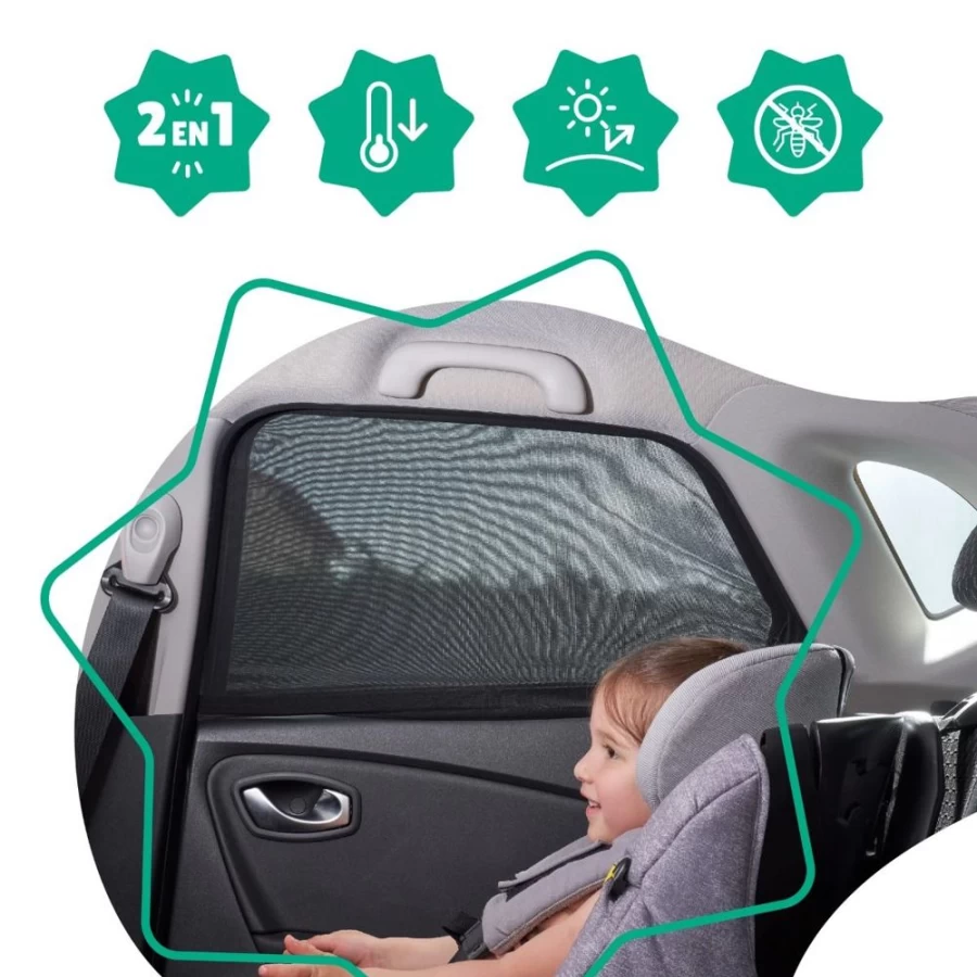 Badabulle Rear Window Sunshade 2-Pack for Cars – UV Protection & Heat Blocking Shade Cover
