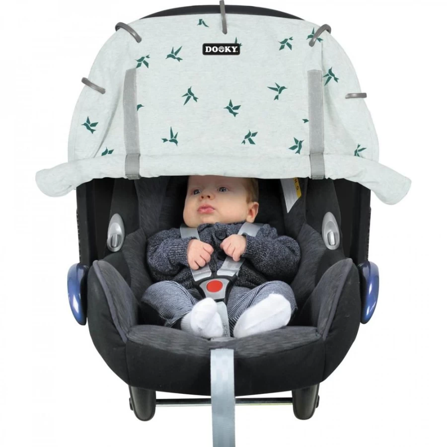Hippychick Dooky Sun Shade Cover - Lightweight UV Protection Swallow Green Baby Stroller Canopy