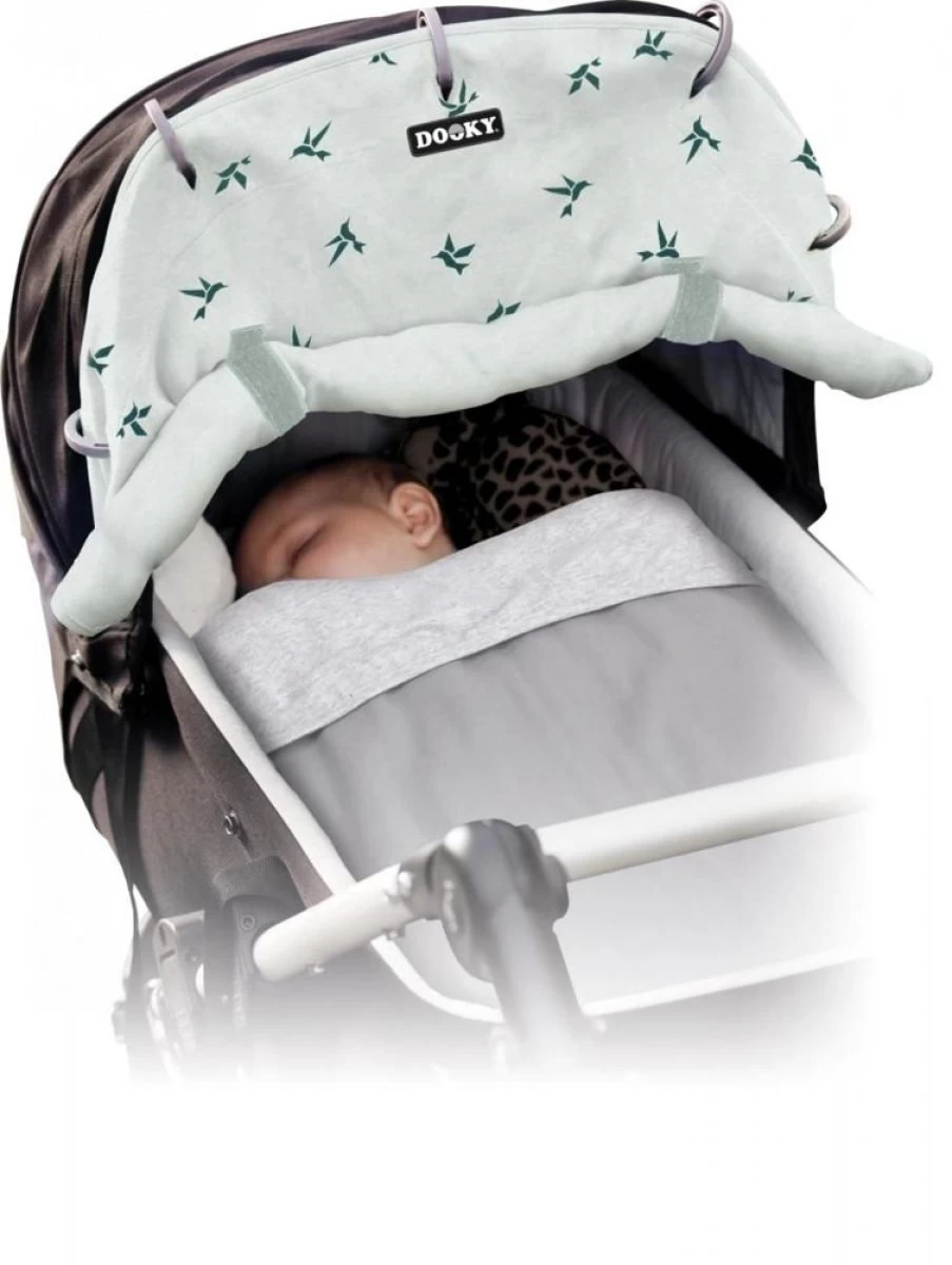 Hippychick Dooky Sun Shade Cover - Lightweight UV Protection Swallow Green Baby Stroller Canopy
