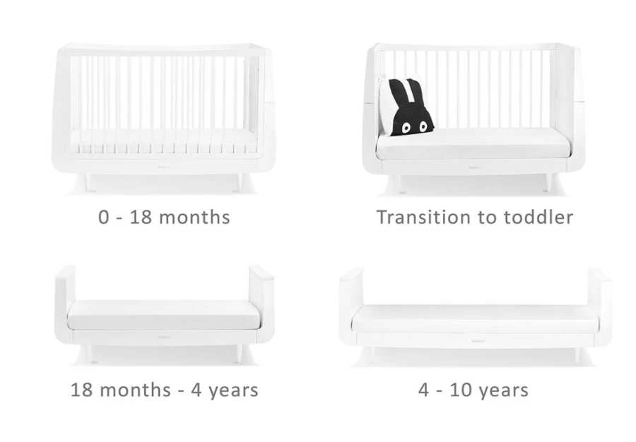 Snuz Junior Bed Extension Kit - White | Expandable Toddler to Kid Bed Frame | Snuzcot Conversion Rails