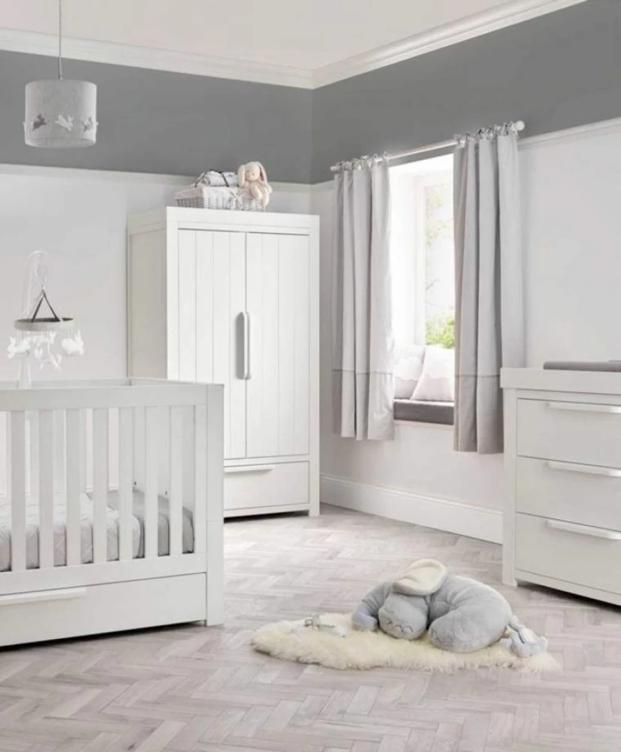 Mamas & Papas Franklin White Wash 3-Piece Cot Bed Set - Nursery Furniture