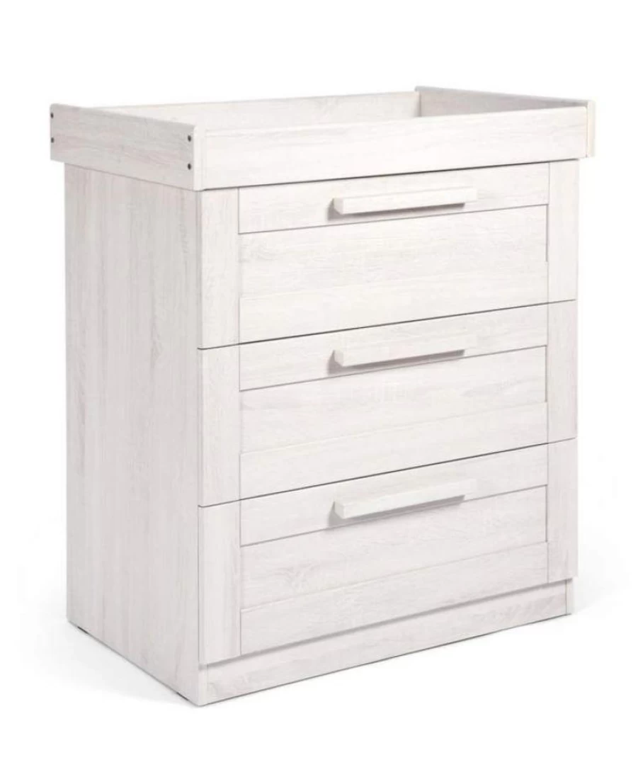 Mamas & Papas Atlas 3 Drawer White Dresser & Baby Changing Table - Nimbus White Nursery Furniture