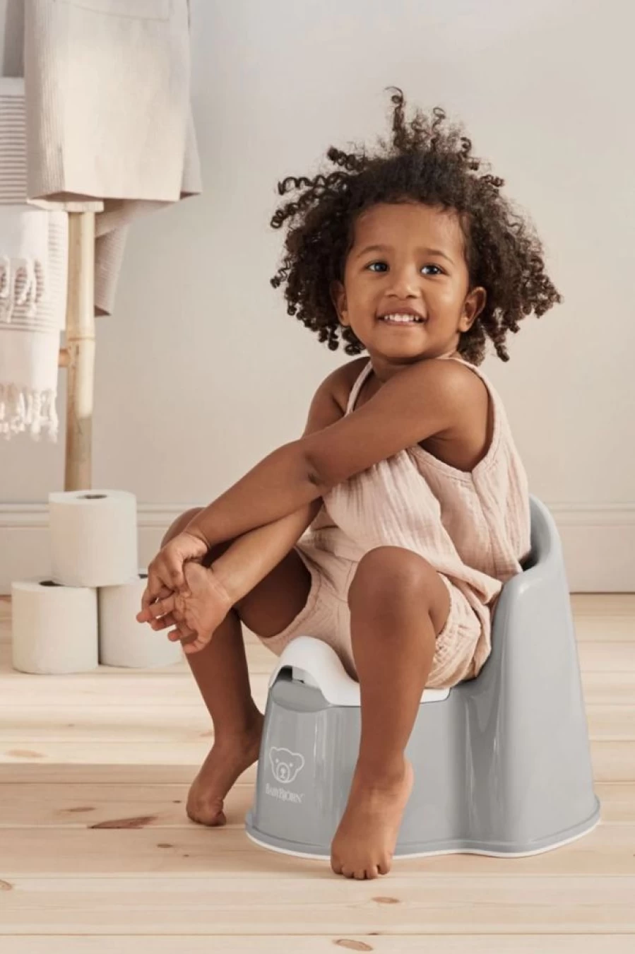 Babybjorn Potty Chair for Toddlers - Light Grey & White Training Toilet Seat for Boys & Girls