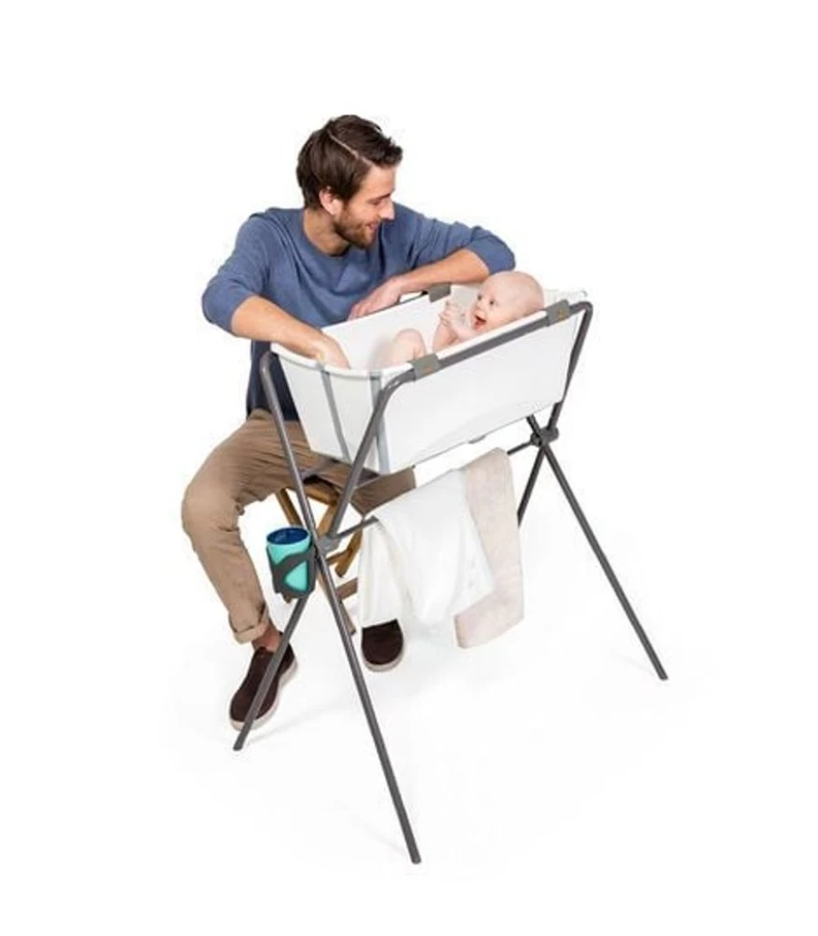 Stokke Flexi Bath Foldable Baby Bathtub - White, Portable & Space-Saving Newborn Bath