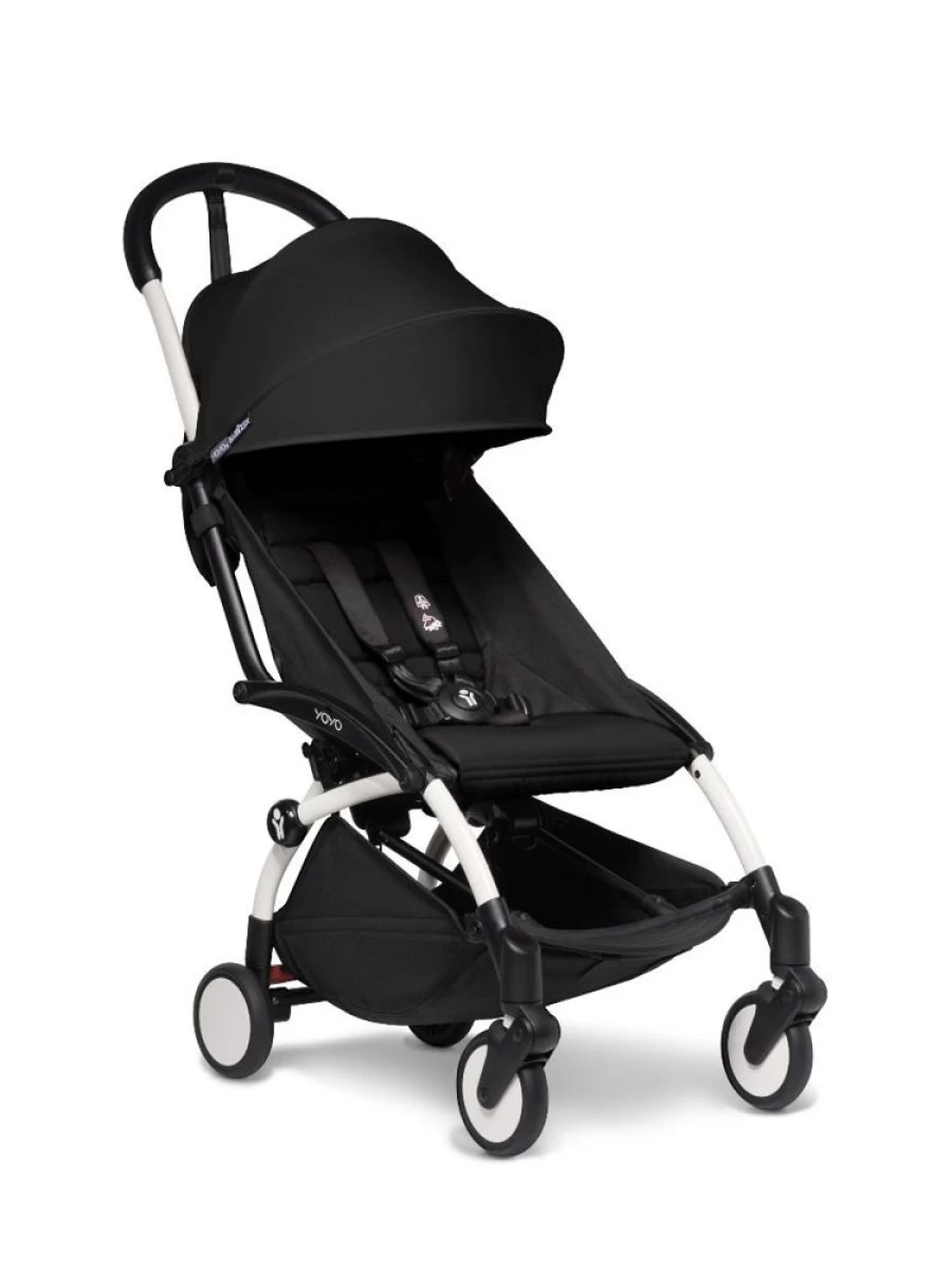 BABYZEN YOYO2 Lightweight Foldable Baby Stroller - Compact Travel Stroller for Infants 6 Months and Up, White with Black Frame