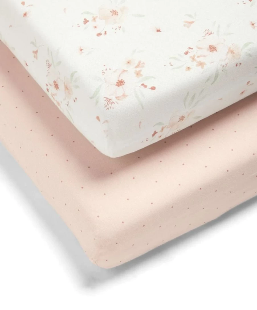 Mamas and Papas Floral Cot Bed Fitted Sheet 2-Pack - Soft Nursery Bedding for Baby Cribs