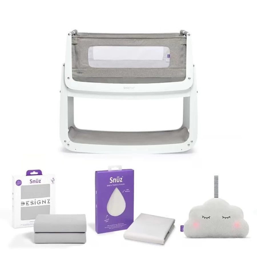 Snuz SnuzPod4 Bedside Crib Starter Bundle – Safe & Adjustable Co-Sleeping Baby Bed