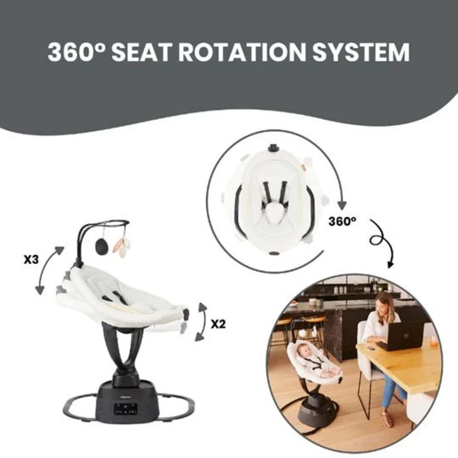 Babymoov Swoon Evolution Motion Baby Swing - Automatic Infant Rocker with Soothing Motions