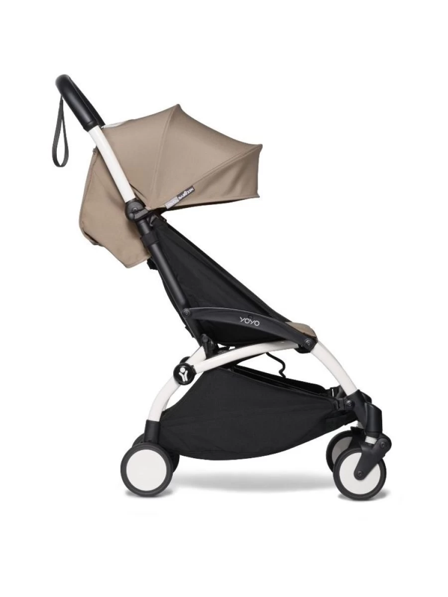 BABYZEN YOYO2 Lightweight Travel Stroller for Infants 6 Months and Up - Compact Fold, White with Taupe