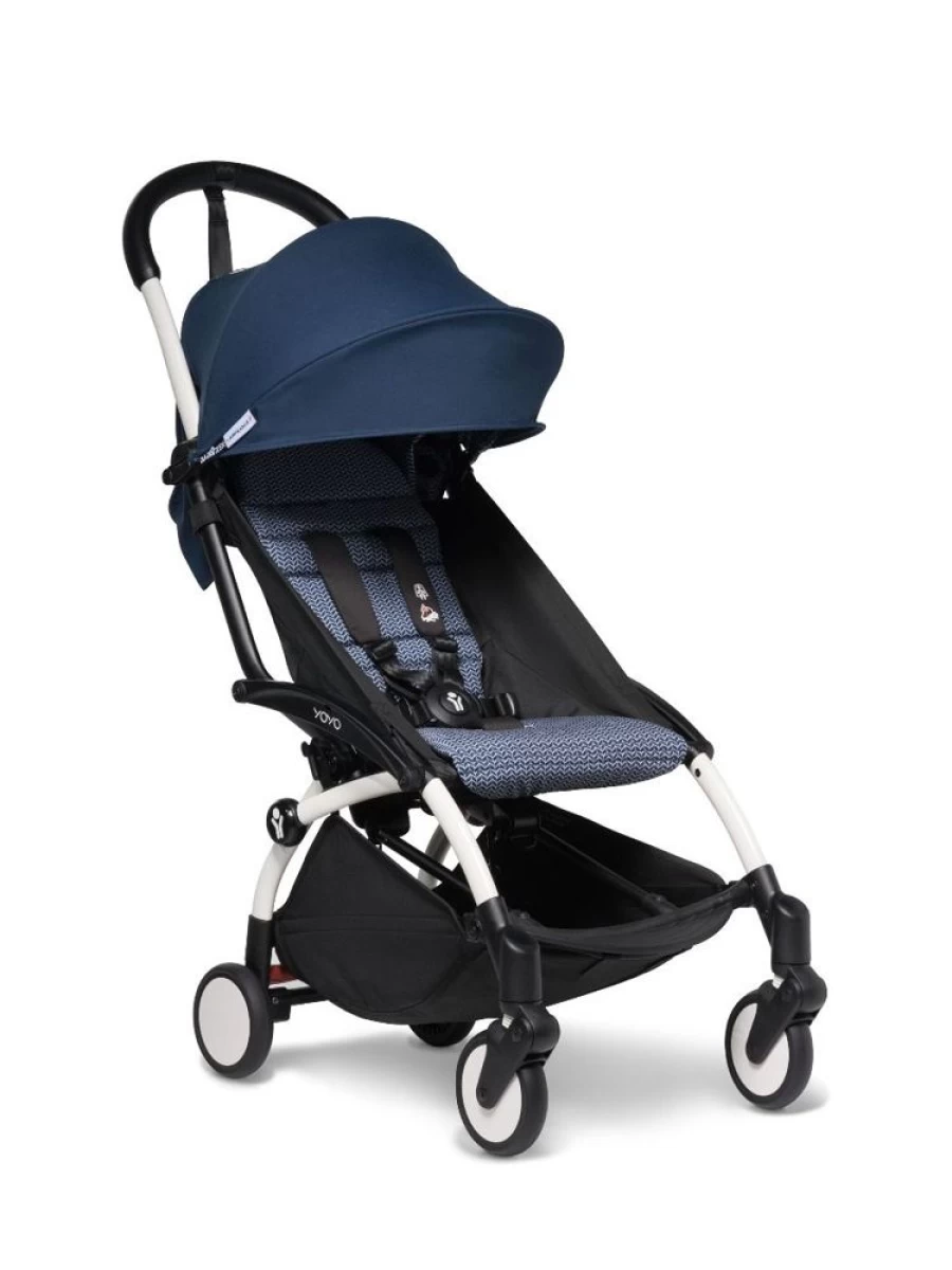 BABYZEN YOYO2 Lightweight Travel Stroller - Compact Fold, White with Air France Blue, for Infants 6 Months and Up