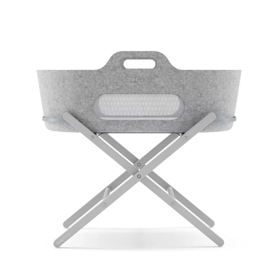Snuz Moses Basket & Stand - Light Grey Dove Baby Bassinet by Snuzbaskit