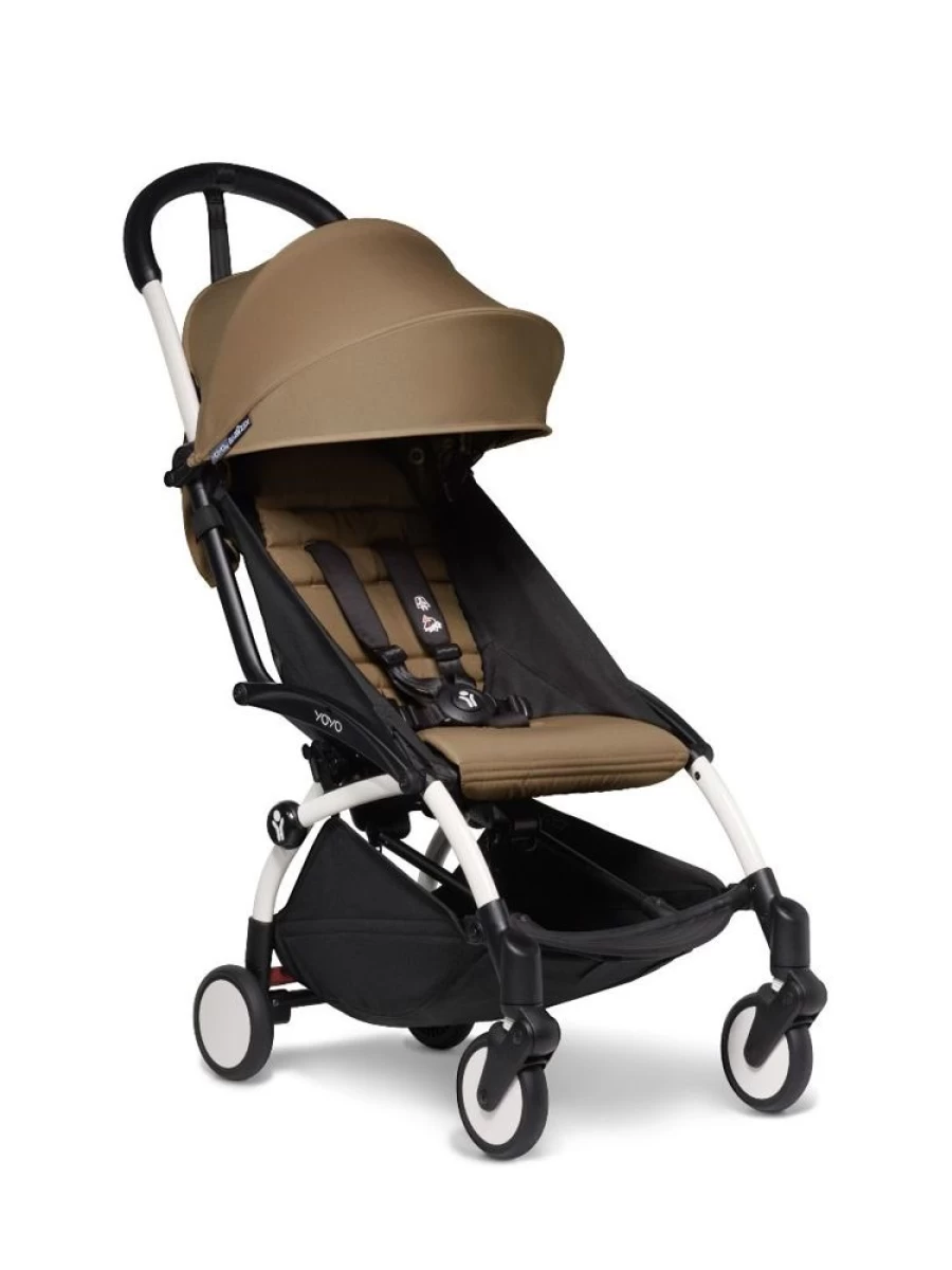 BABYZEN YOYO2 Lightweight Travel Stroller - White With Toffee | Compact Fold, 6+ Months
