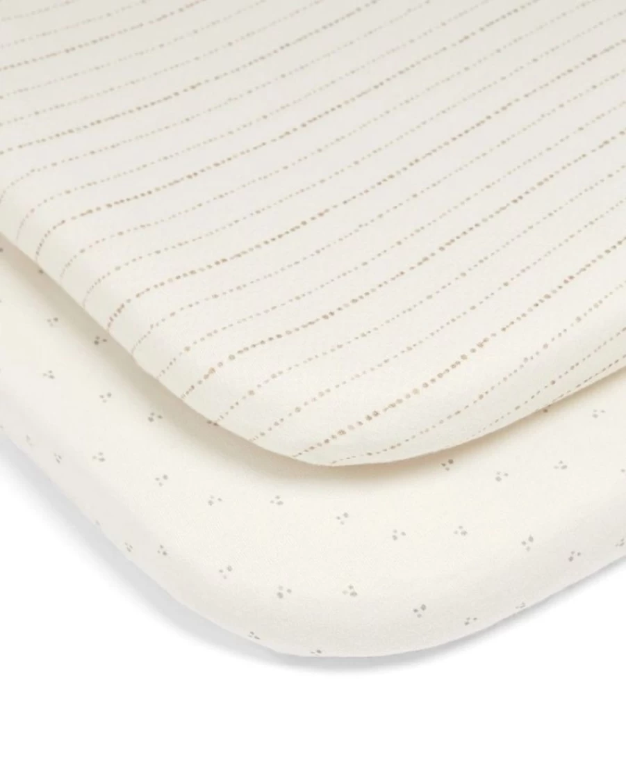 Mamas & Papas Lua Bedside Crib Sheets 2-Pack - Soft Oatmeal Cotton Baby Crib Sheets for Nursery