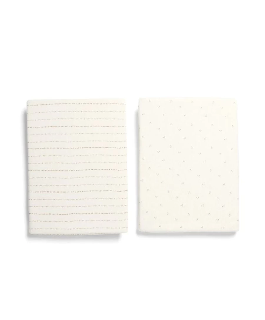 Mamas & Papas Lua Bedside Crib Sheets 2-Pack - Soft Oatmeal Cotton Baby Crib Sheets for Nursery