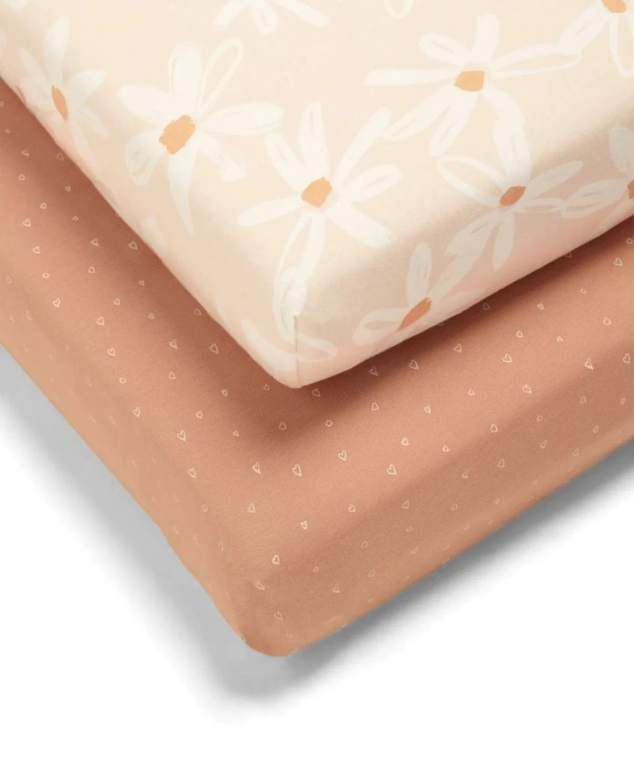 Mamas and Papas Daisy Print Cot Bed Fitted Sheet 2-Pack - Soft Nursery Bedding for Baby Cribs