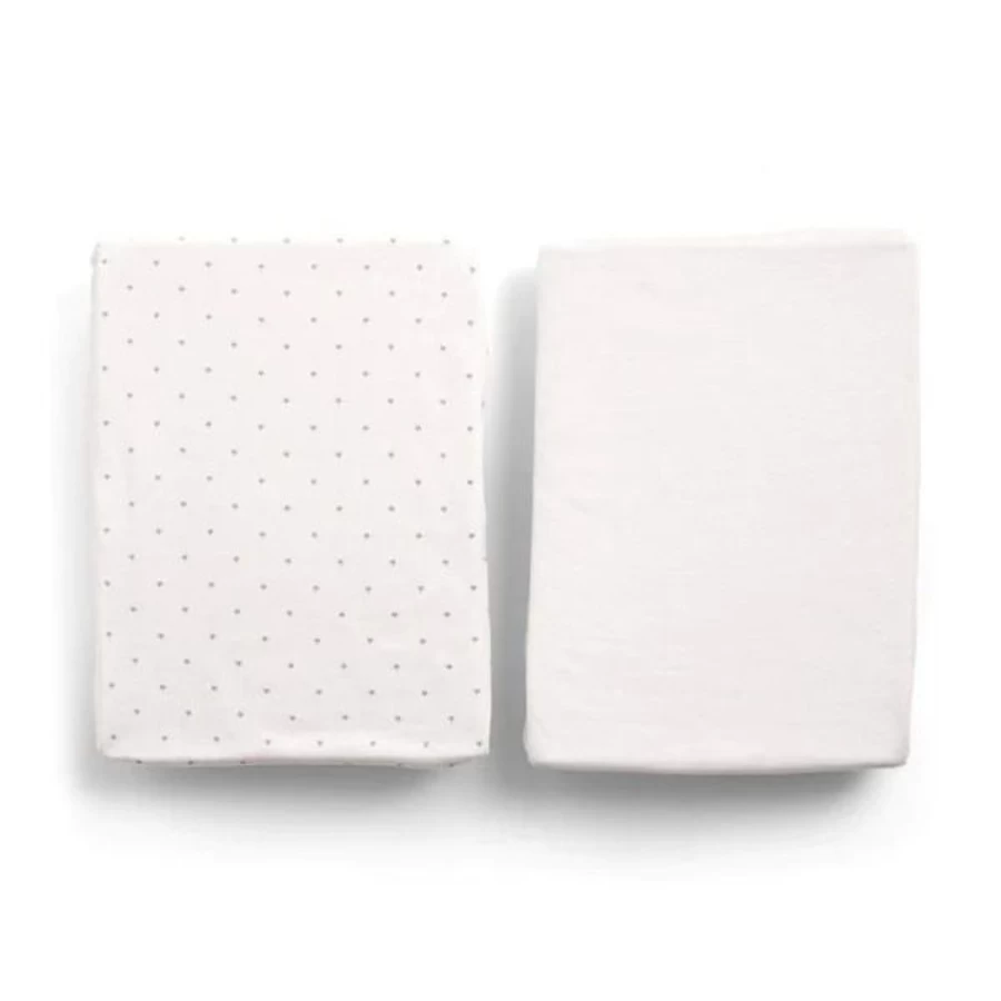 Mamas & Papas Lua Baby Crib Sheets 2-Pack - Grey Star Pattern Bedding for Nursery