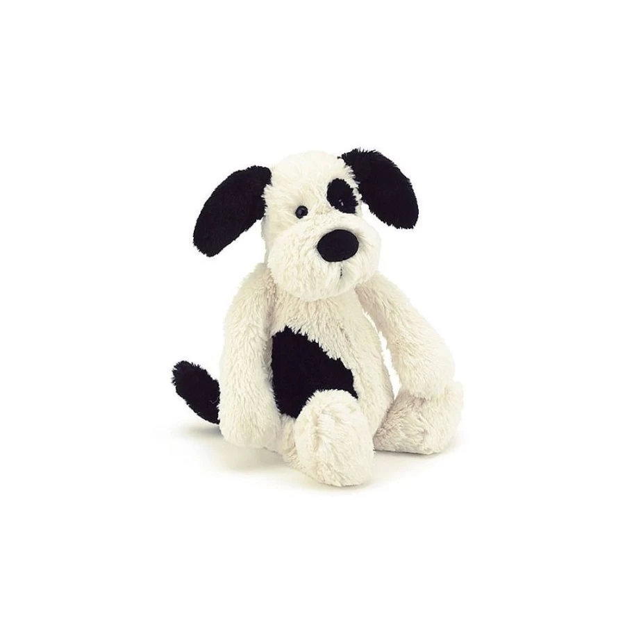 Jelly Cat Bashful Puppy Small Plush Toy - Black & Cream Stuffed Animal for Kids